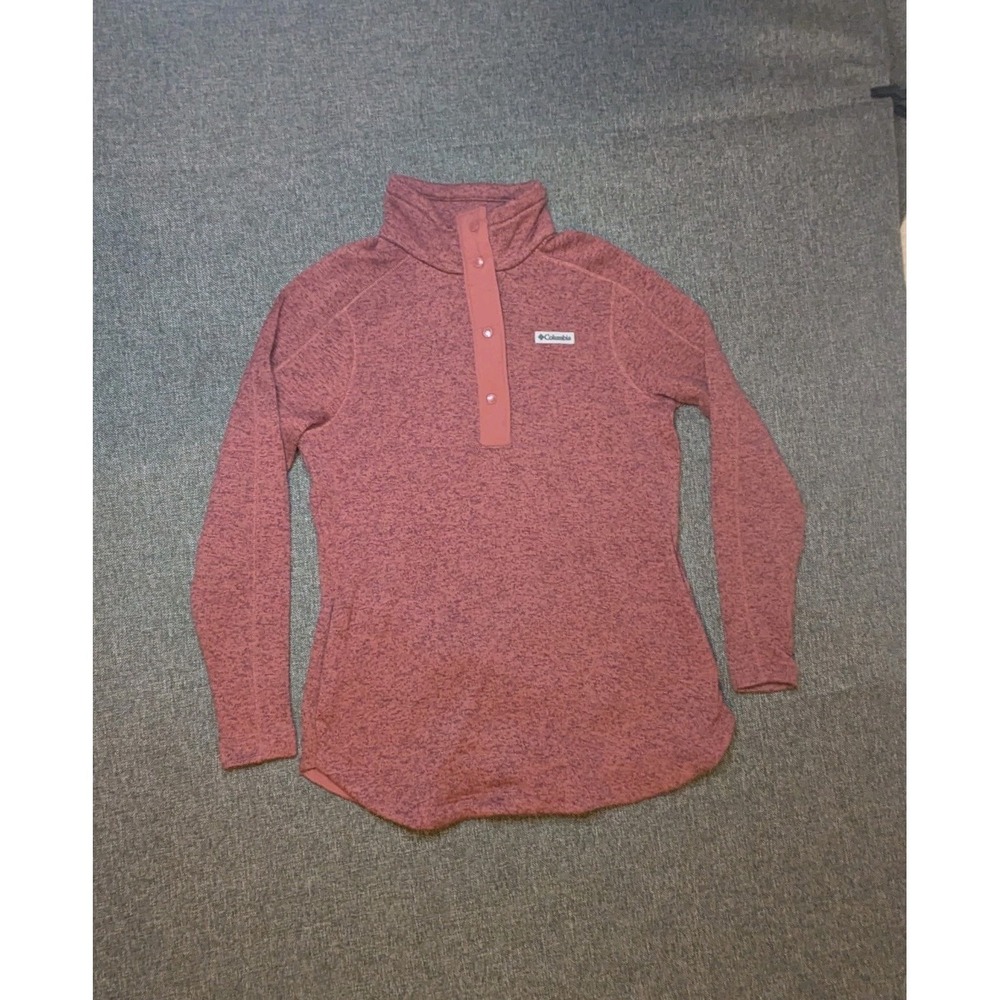 Columbia Button Up Jacket Burgundy Red Pullover Sweatshirt Outdoor Shirt Medium